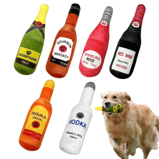 Funny Plush Dog Toys Beer Bottle